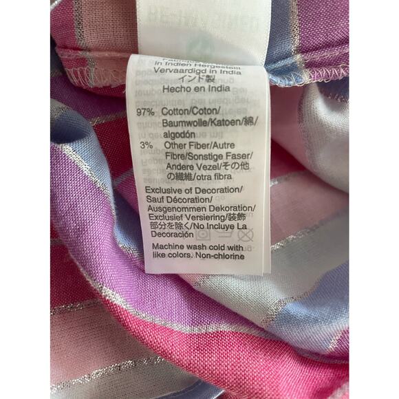 J. Crew Peasant Top in Metallic Pastel Stripe Pink Purple Size Small New - Picture 11 of 14